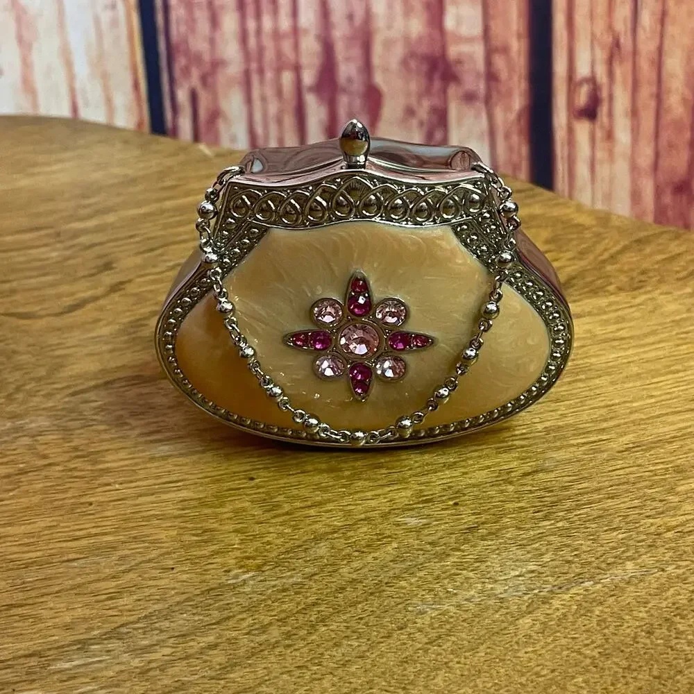 PartyLite Hollywood Glamour Pink Purse Travel Tealight Candle Holder Mirror